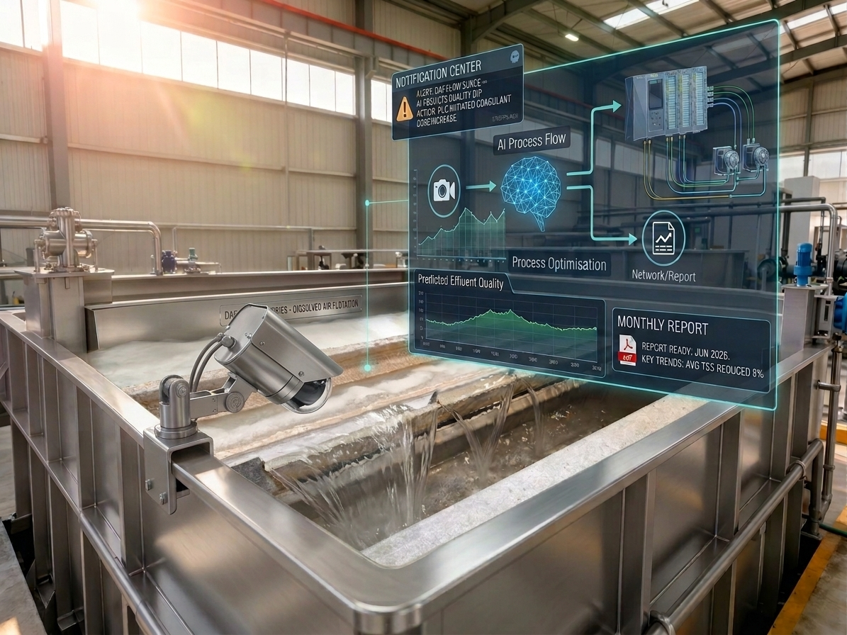 Green Pipe AI monitoring DAF wastewater treatment